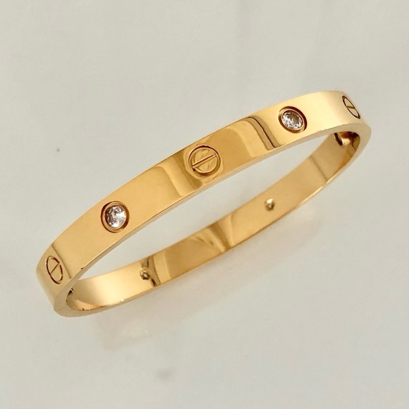 Gold Screw Bracelet 4 Zirconia Classic Model - Picture 8 of 11